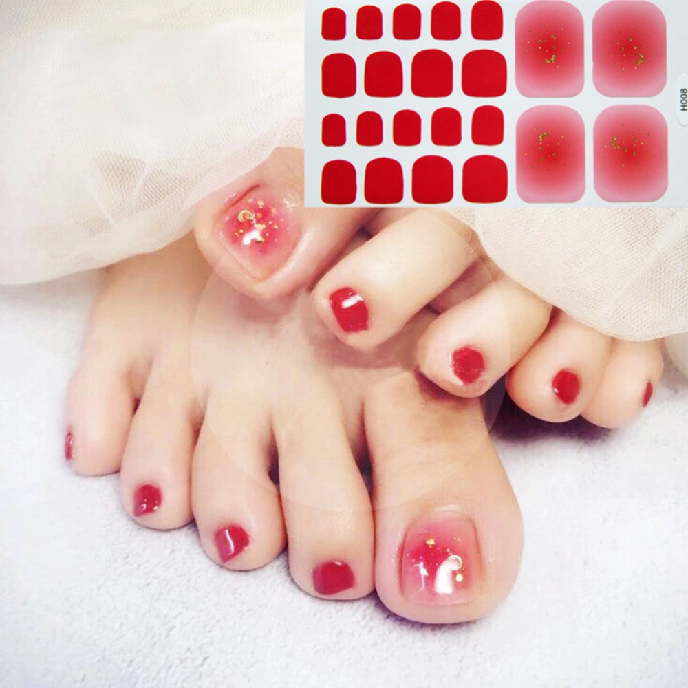 11pcs Full Cover Toe Nail Art Glitter Fresh Style Toenail Sticker Sparkling Foot Decal