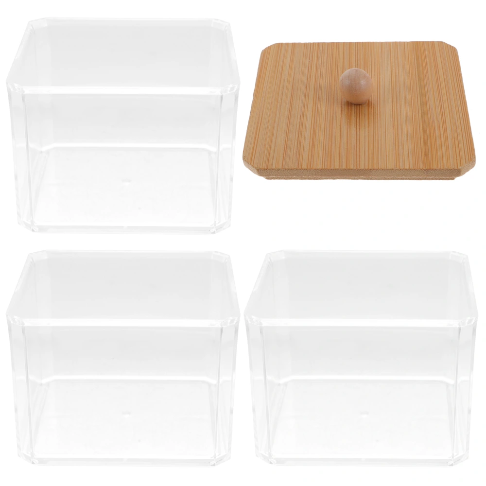 Clear Storage Box Travel Cotton Swab Storage Box Three-layers Cotton Swab Container