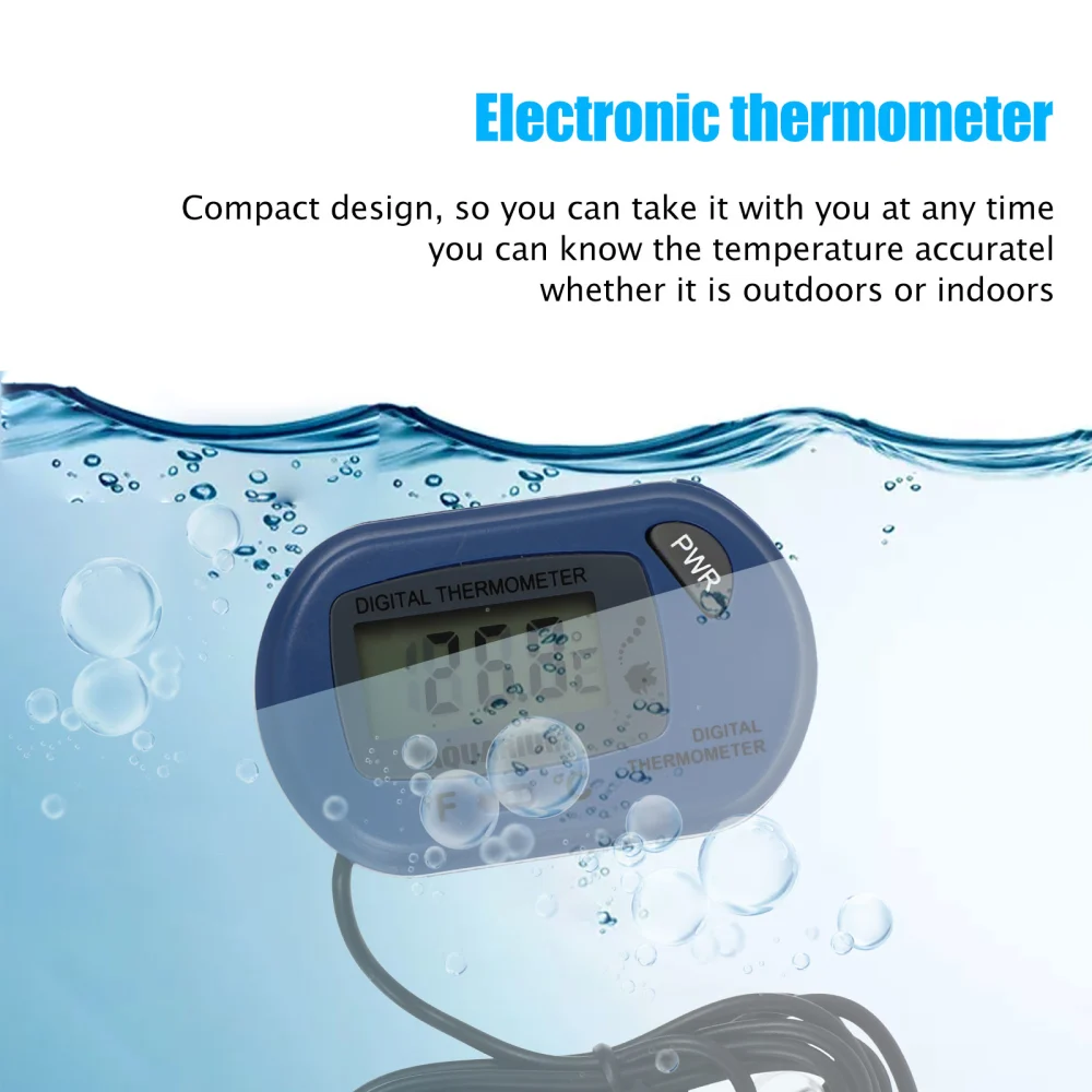 Mini High Precision Fish Tank Digital Thermometer Creative Aquarium Thermometer Durable Waterproof Thermometer (Blue)