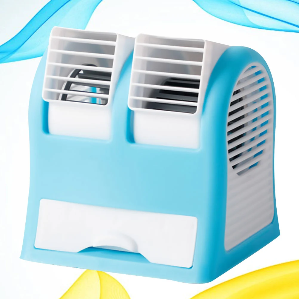 1Pc Mini Portable Desktop Fan Air Conditioner Air Cooler Fans Handle Cooler for Home Office  (Blue)