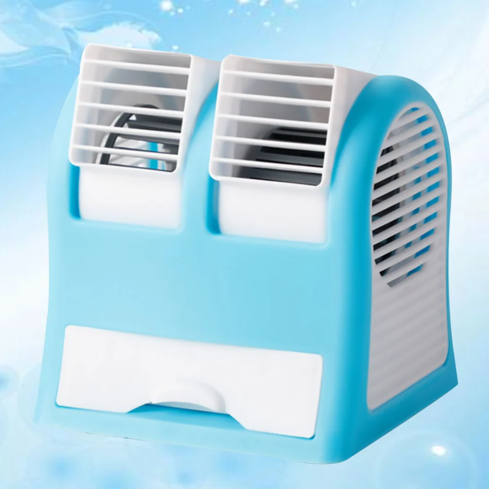 1Pc Mini Portable Desktop Fan Air Conditioner Air Cooler Fans Handle Cooler for Home Office  (Blue)