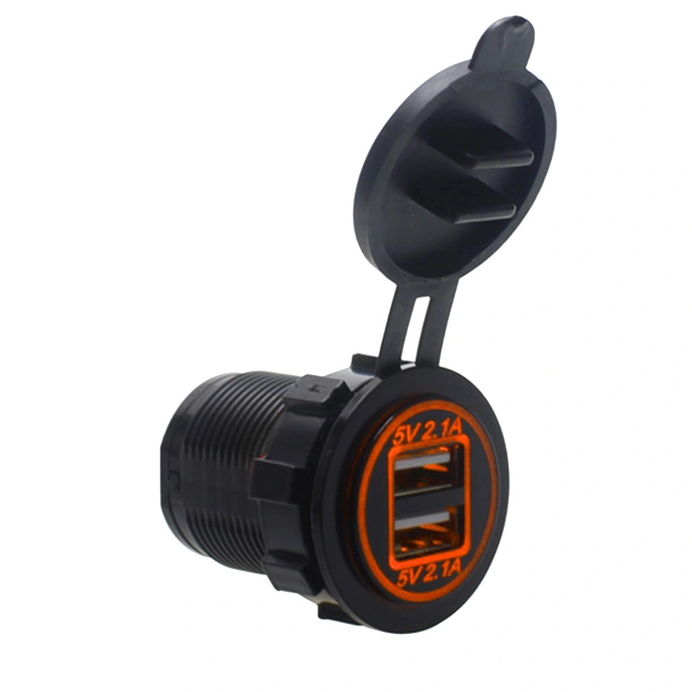 Universal Dual USB Car Phone Charger Charging Modification Accessories(Orange Aperture)