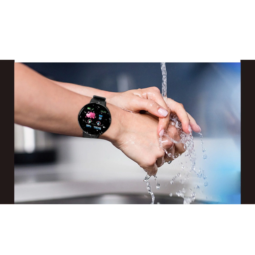 D18 Round Screen Counting Step Calorie Bracelet Screen Touch Smart Watch Fashion Fitness Heart Rate Sleep Monitor (Black)