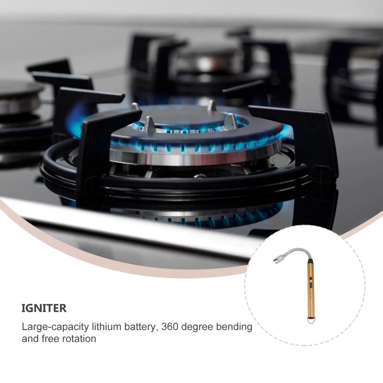 1PC Gas Cooker Kitchen Charging Igniter 360° Rotating Pulse Lighter Home Lighter