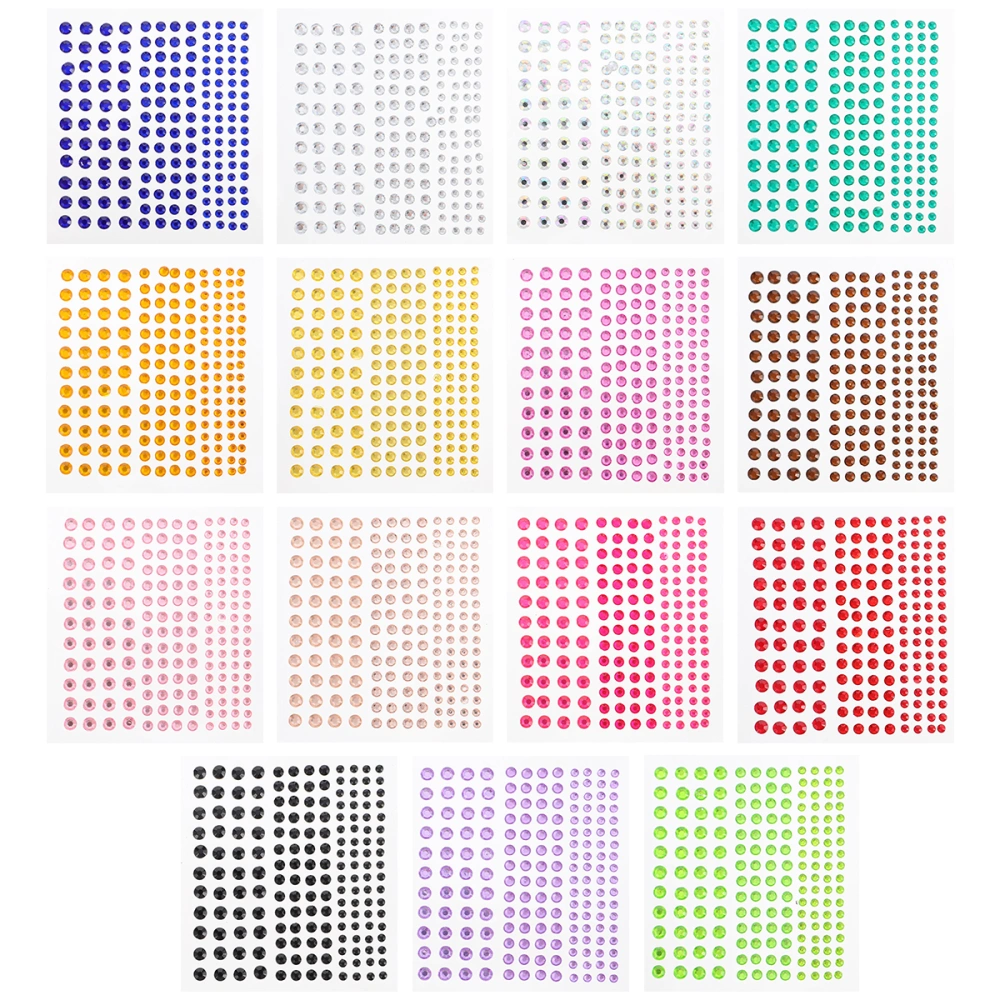 15 Sheets DIY Acrylic Diamond Stickers Eye Stickers Nail Art Accessories Sticker