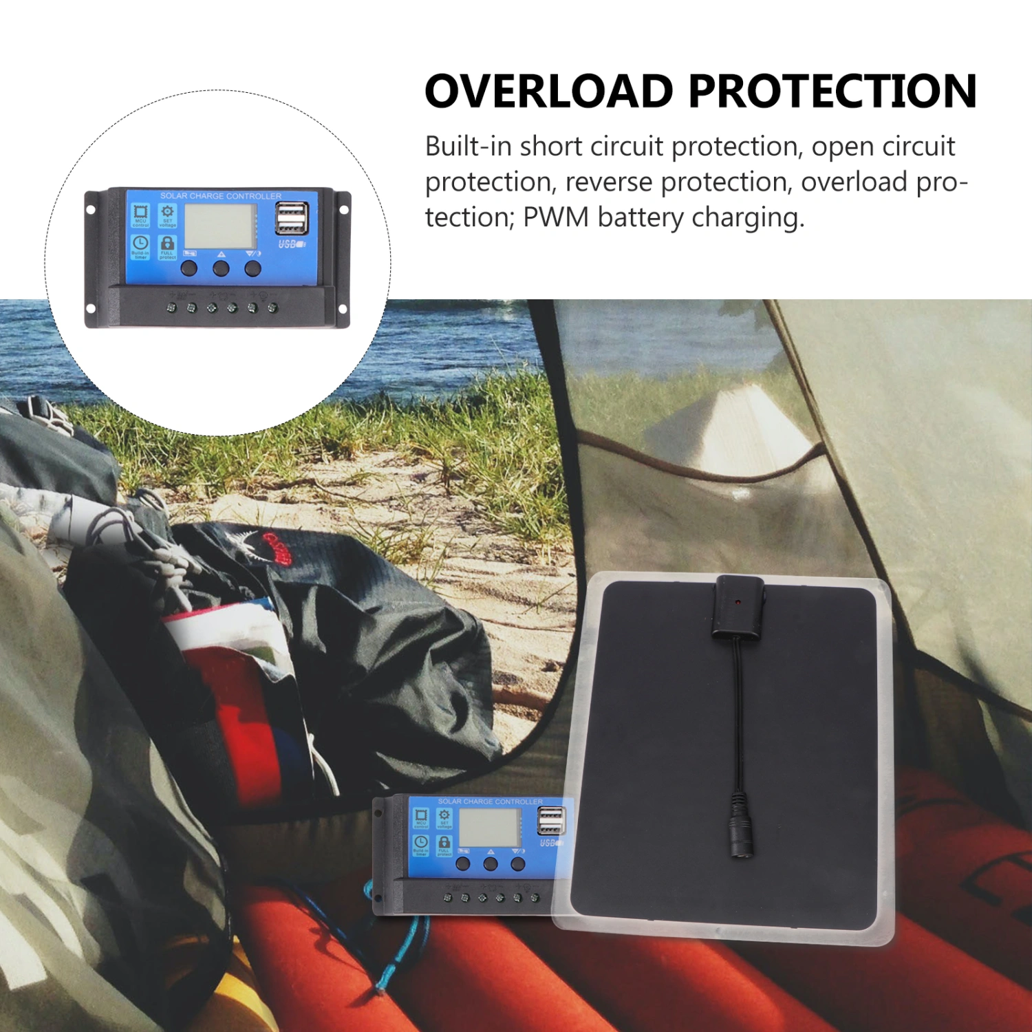 1 Set Portable Solar Panel 20W Solar Battery Charger Solar Controller Charger