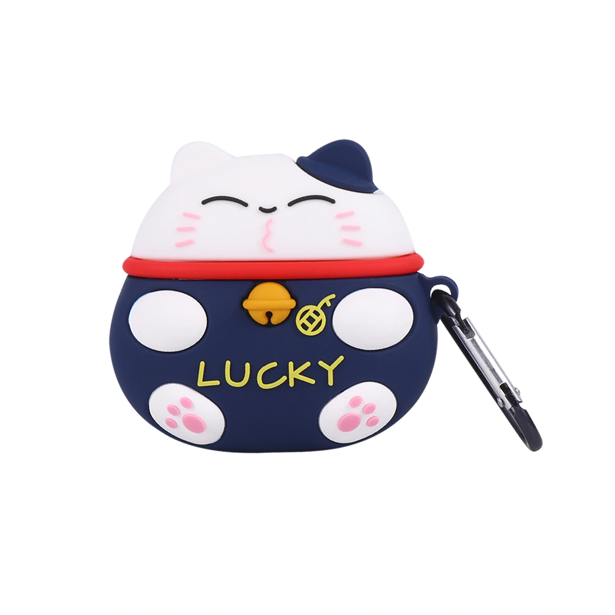 Cat Wireless Earphone Cover Lovely Headset Protective Cover Compatible for Airpods Pro 3 with Carabiner (Blue)