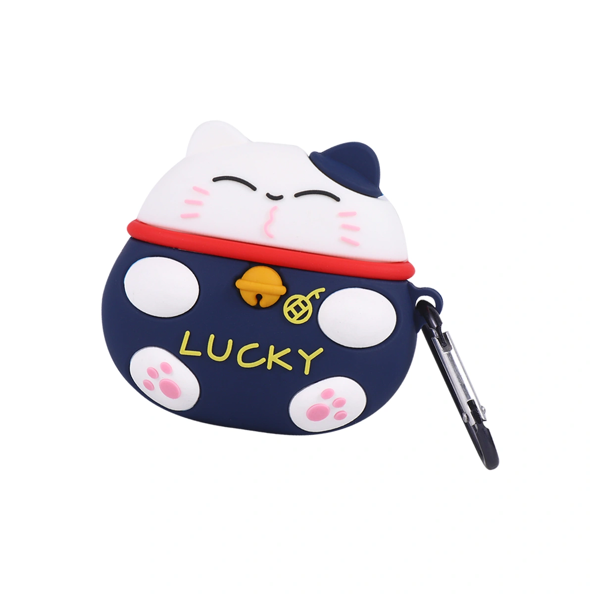 Cat Wireless Earphone Cover Lovely Headset Protective Cover Compatible for Airpods Pro 3 with Carabiner (Blue)