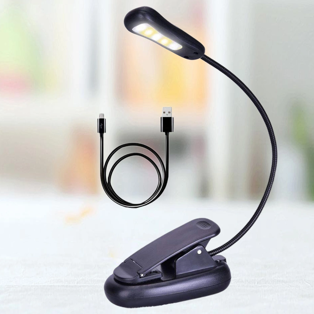 1Pc 3 Light Color 9 Levels Adjustable Small Desk Lamp Bedroom Desk Pprotecting Eye Desk Lamp with USB Without Battery