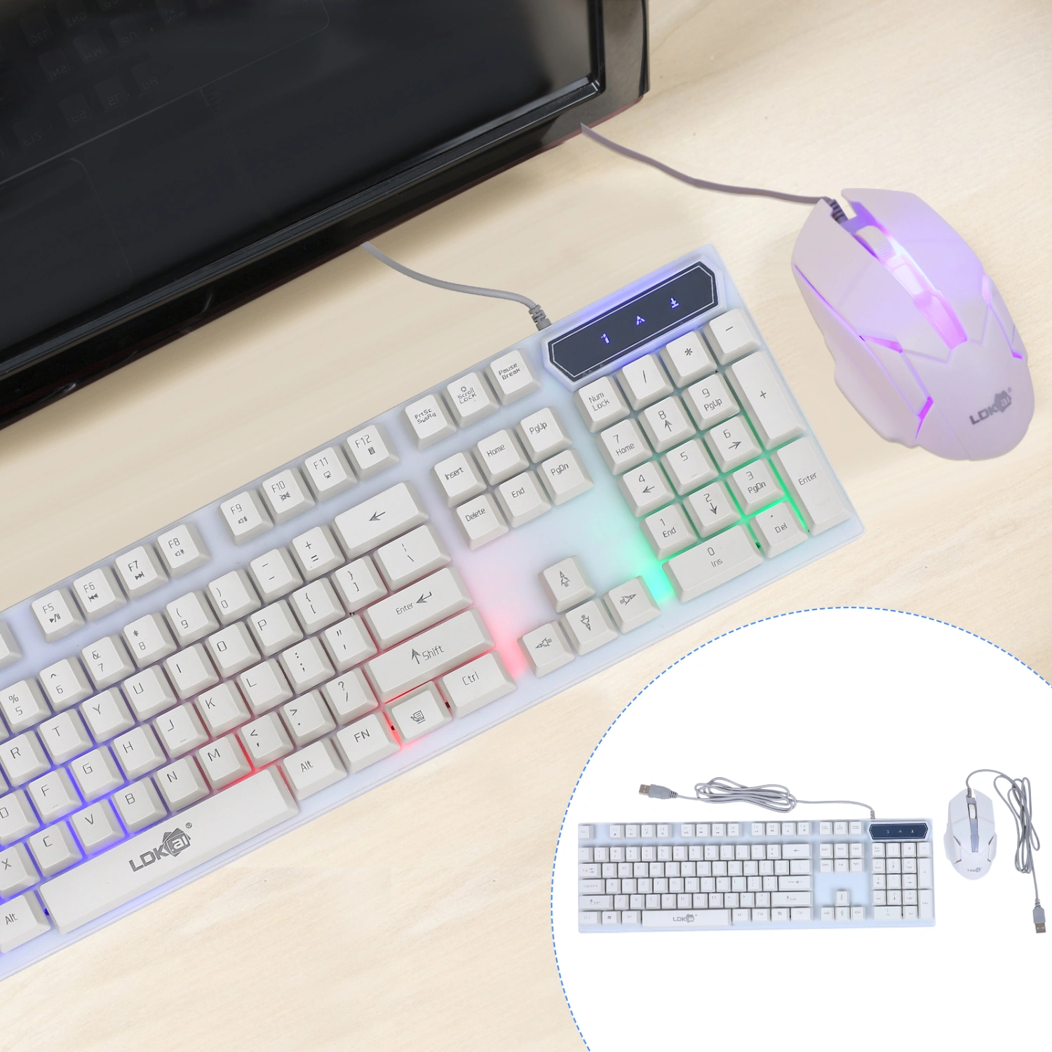 1 Set Wired Gaming Keyboard Mouse Combo PC Gamer Computer Laptop Keyboard Mouse