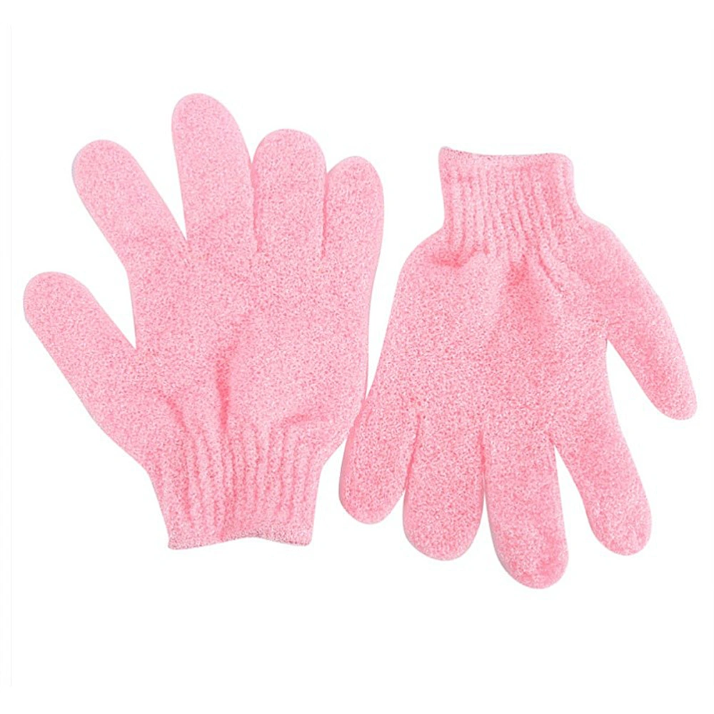 2pcs Shower Exfoliating Bath Gloves Nylon Shower Gloves Body Scrub Exfoliator for Men Women Kids (Pink)