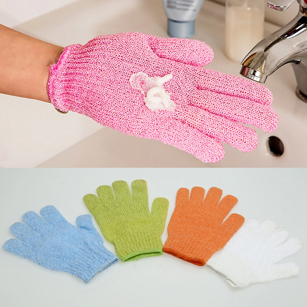 2pcs Shower Exfoliating Bath Gloves Nylon Shower Gloves Body Scrub Exfoliator for Men Women Kids (Pink)