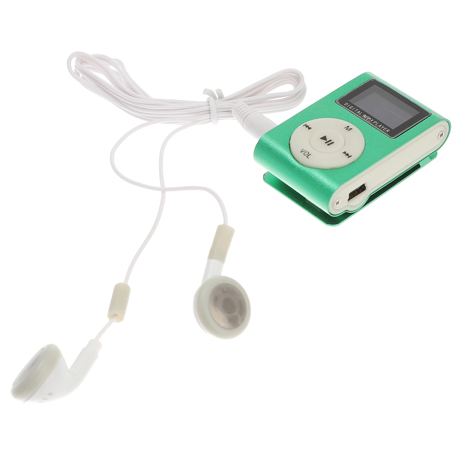 Clip Sports MP3 Player Micro Slot USB Port Portable Digital Media Player (Green)