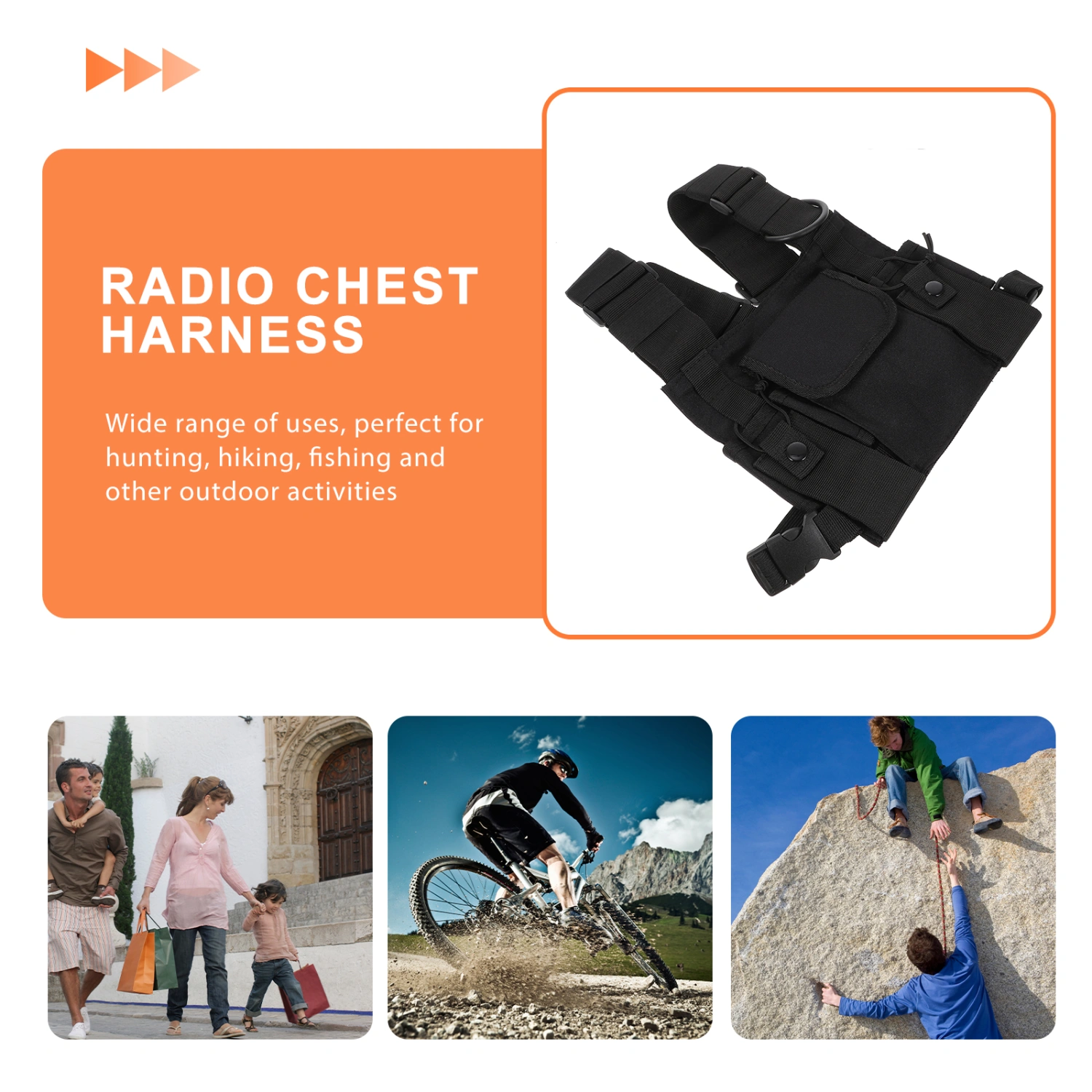 Radio Chest Harness Chest Bag Radio Shoulder Holster Rig Pack For Two Way Radio