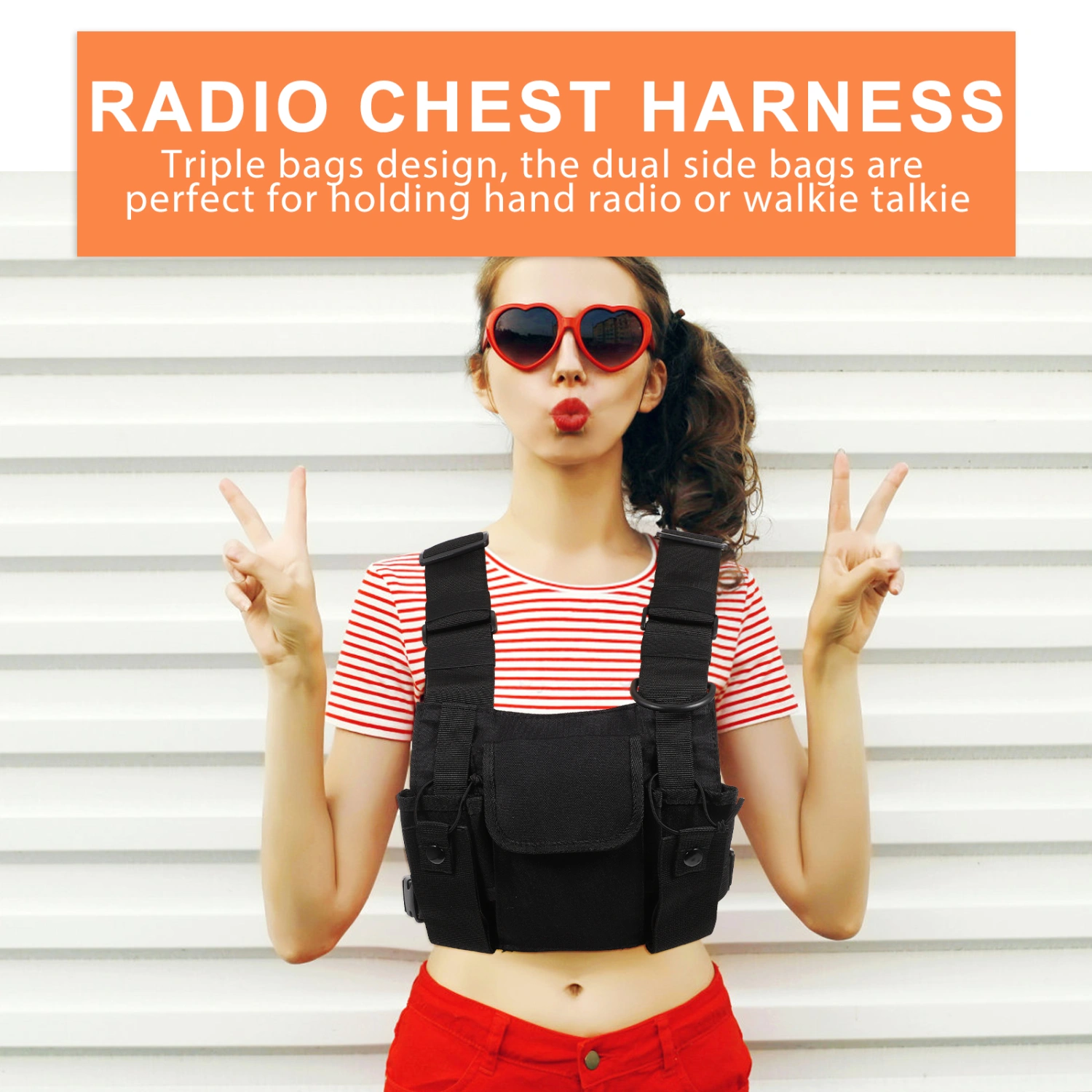 Radio Chest Harness Chest Bag Radio Shoulder Holster Rig Pack For Two Way Radio