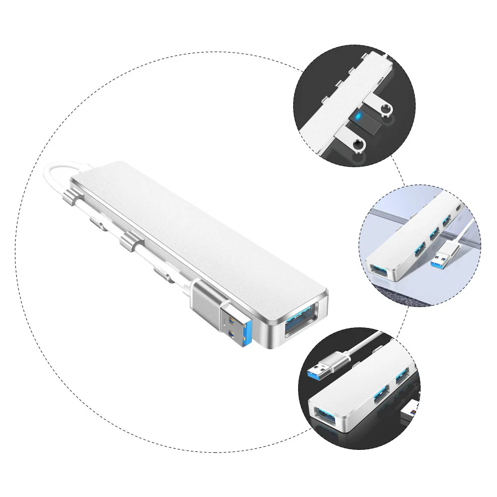 1pc USB Hub Laptop 4 Ports Expansion Transfer Adapter for Office Home Use