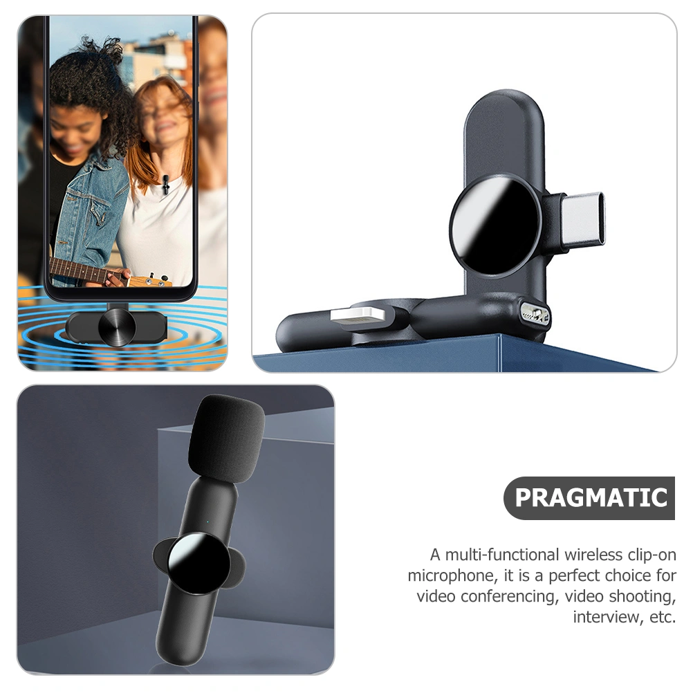 1 Set of Wireless Microphone2.4G Professional Lapel Mic Wireless Mic for Video Recording