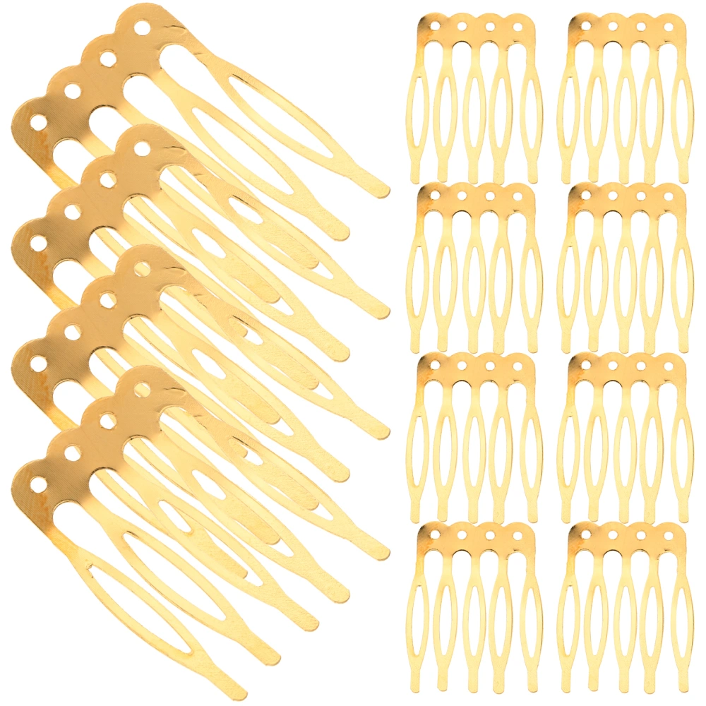 50pcs DIY Hair Combs Simple Tuck Comb Fashion Five Teeth Combs Handmade Hair Accessories for Women Girls Ladies (Golden)