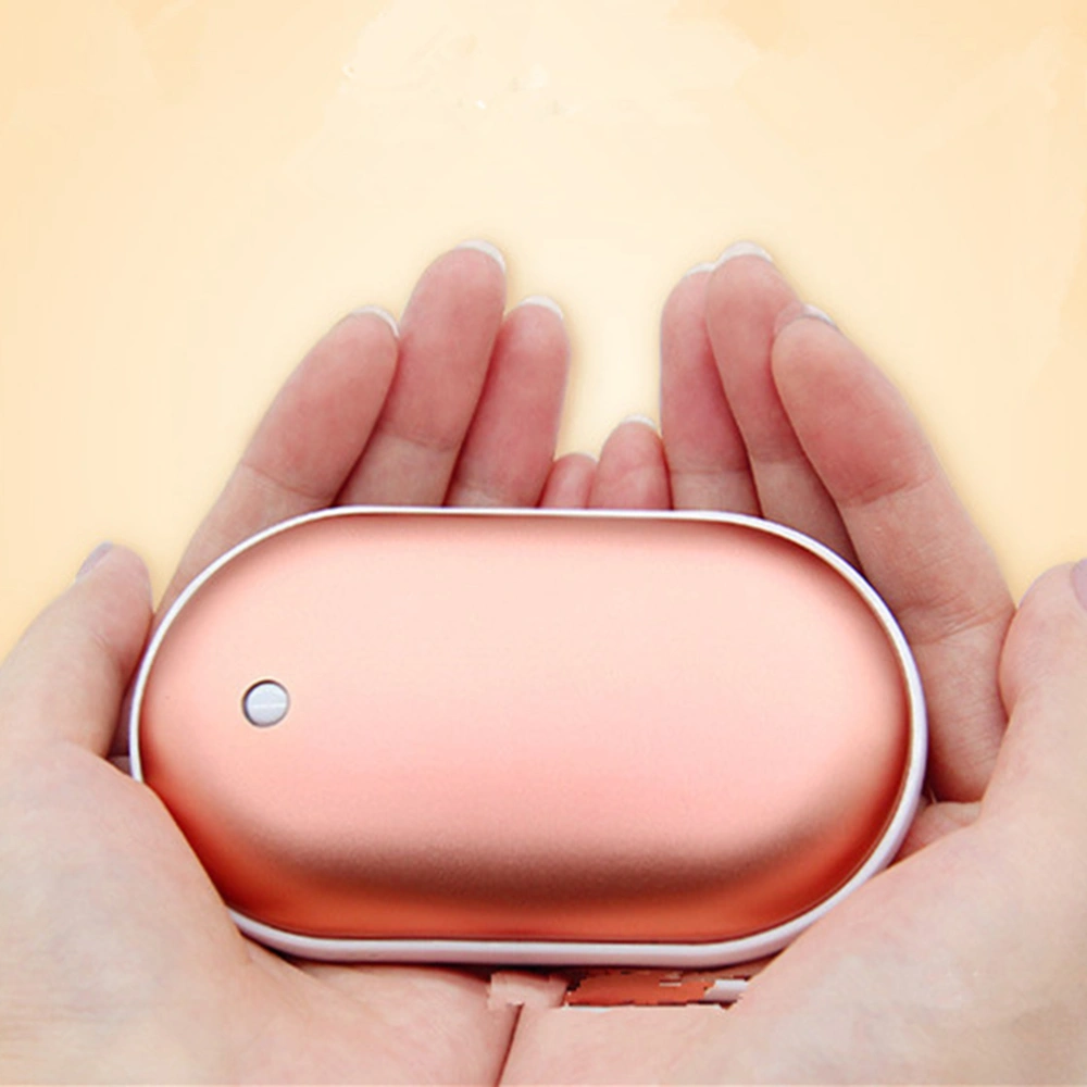 4000mAh USB Rechargeable Electric Hand Warmer Heater Pebbles Double-Side Pocket Warmer Portable Power Bank for iPhone/ Galaxy (Rose Gold)