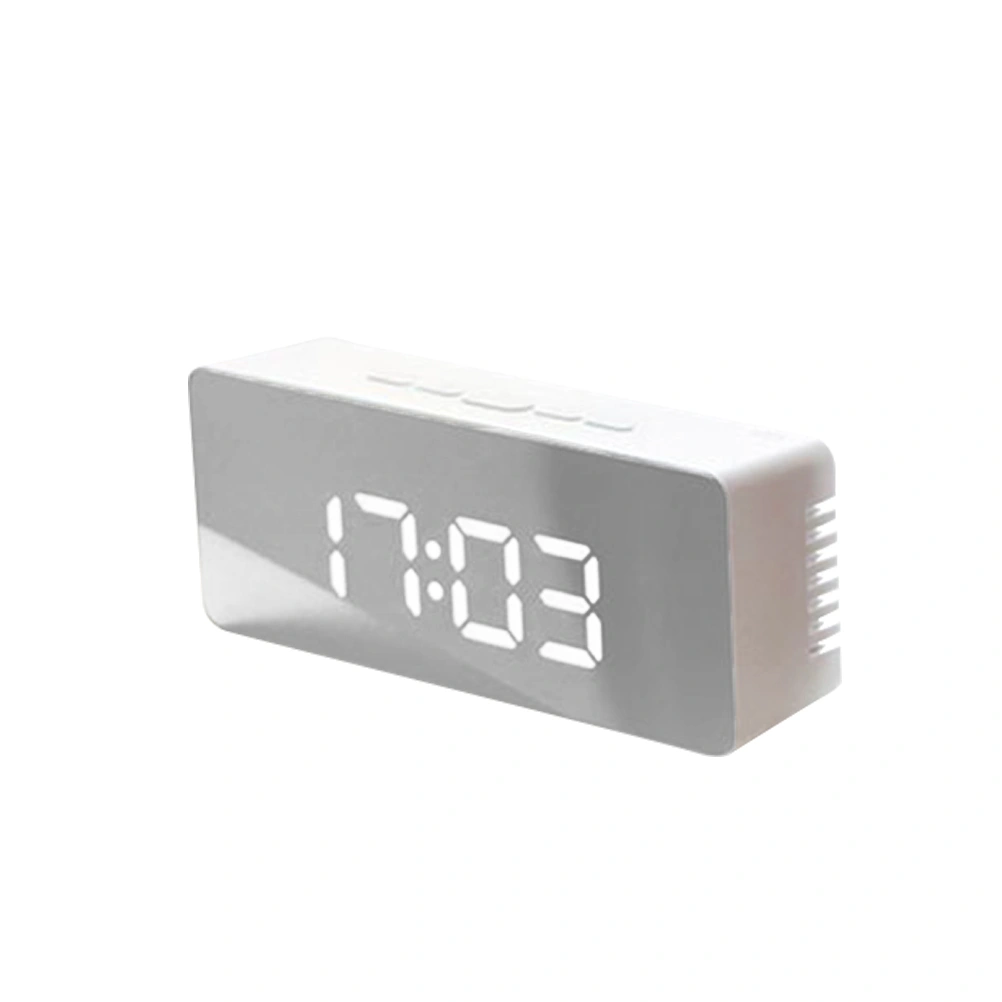 Multifunctional LED Display Digital Alarm Clock Modern Mirror Clock with USB Cable for Office Bedroom Dormitory Travel (Rectangle)