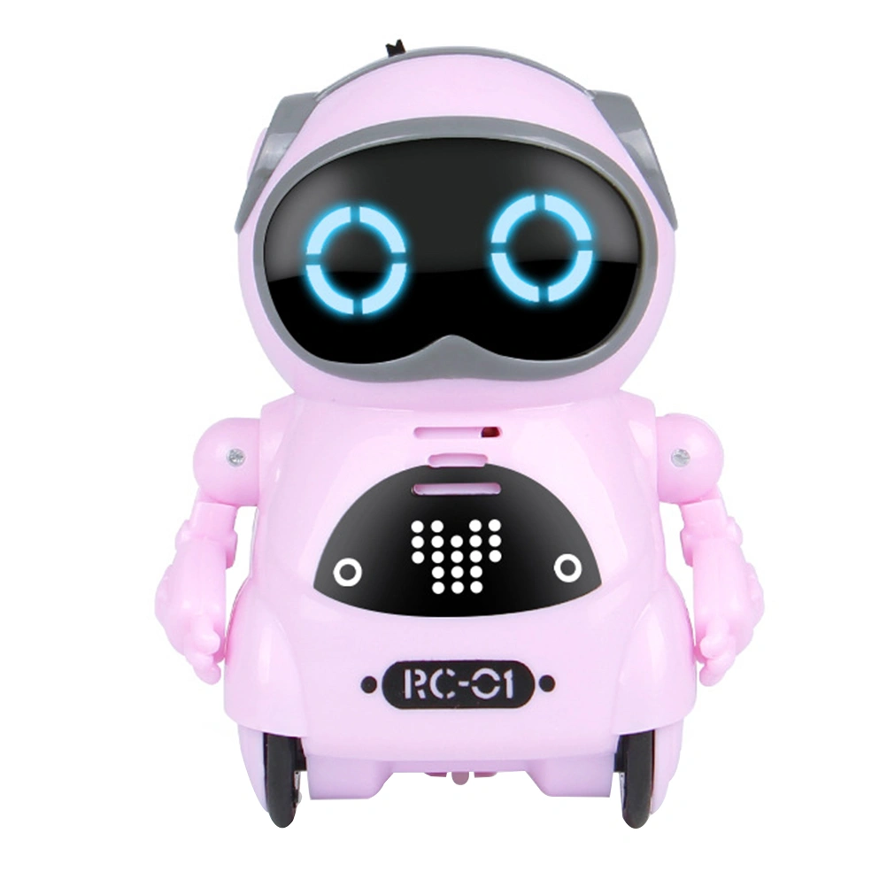 Intelligent Mini RC Robot Toy Talking Sound Control Walking Dancing Singing with LED Light for Kids (Pink)