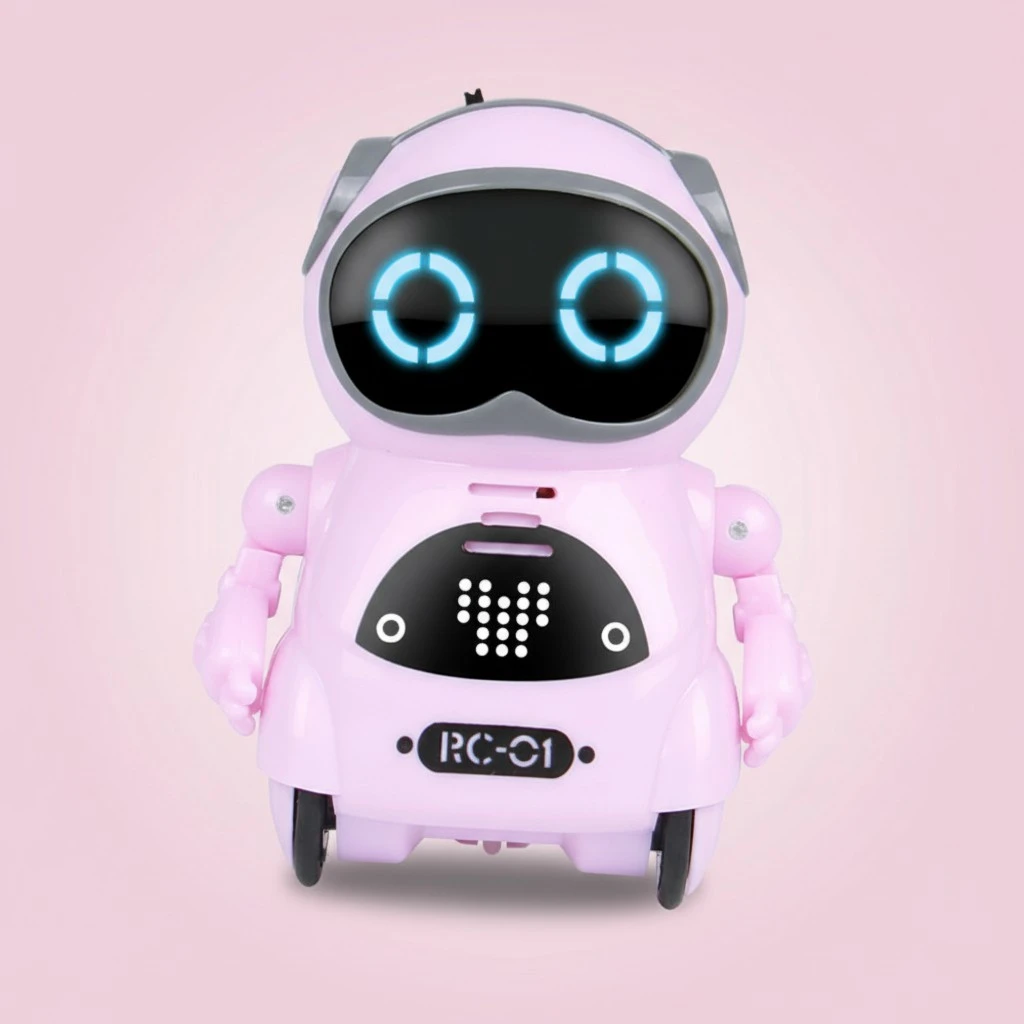 Intelligent Mini RC Robot Toy Talking Sound Control Walking Dancing Singing with LED Light for Kids (Pink)