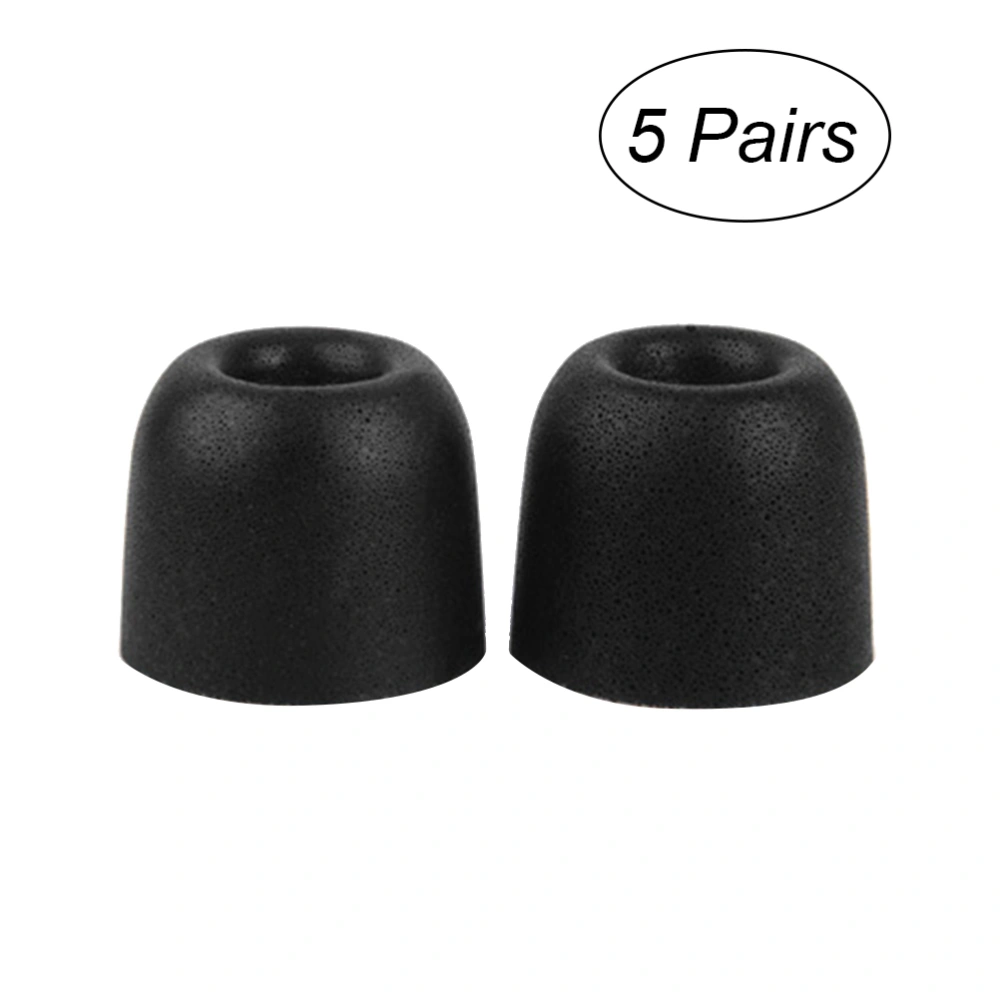 5 Pair of T400 4.9mm Memory Earphone Tips Tips Ear Pads for All In-ear Earphone Headset Headphone (Black) - Size M