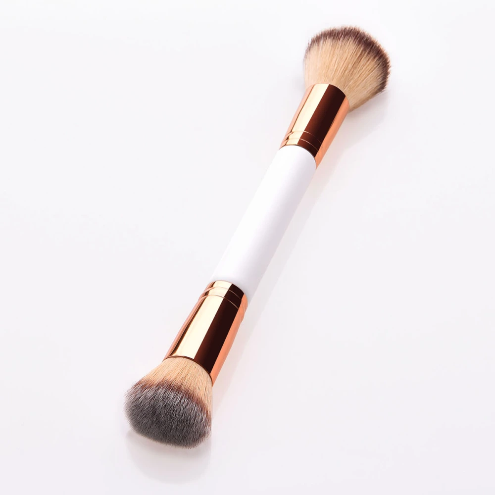 Double-ended Wooden Handle Nylon Bristles Makeup Brush Cosmetics Powder Facial Brush for Woman (T-01-455)