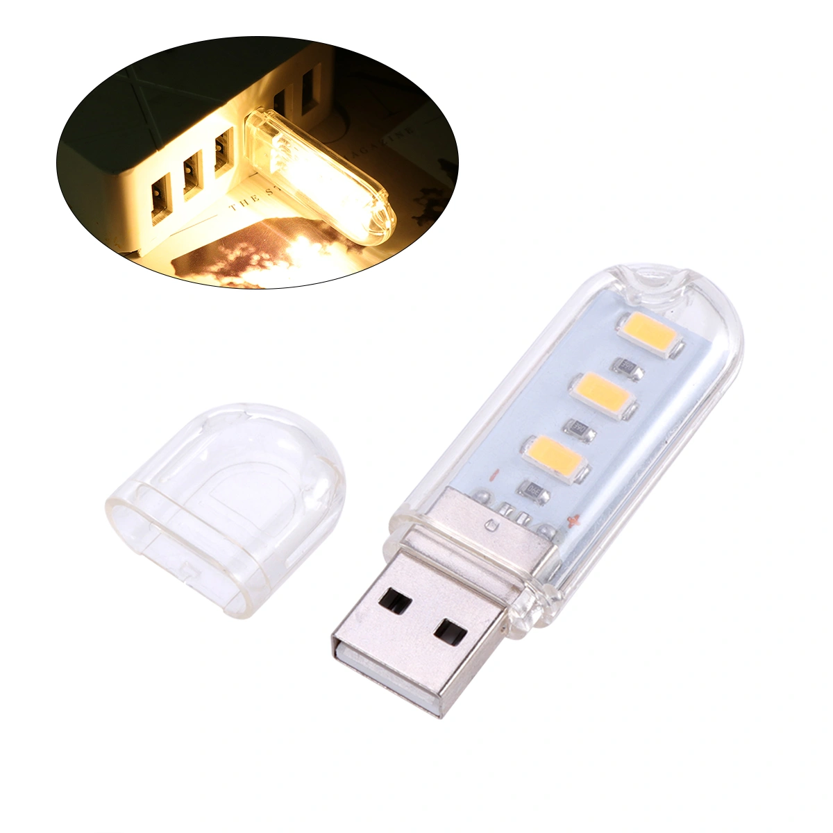 LED Night Light USB Keyboard Laptop Lamp Reading Lighting Portable Mini Table Lamp (Warm Light)