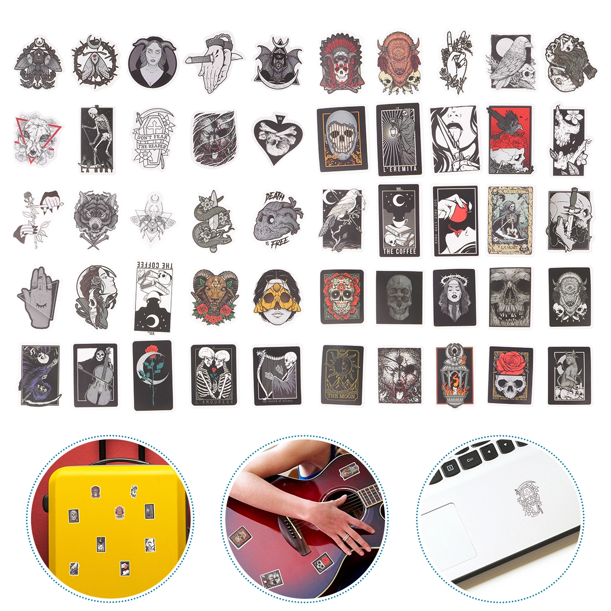 2 Packs Scary Skull Stickers Waterproof Decals for Laptop Camera Phone