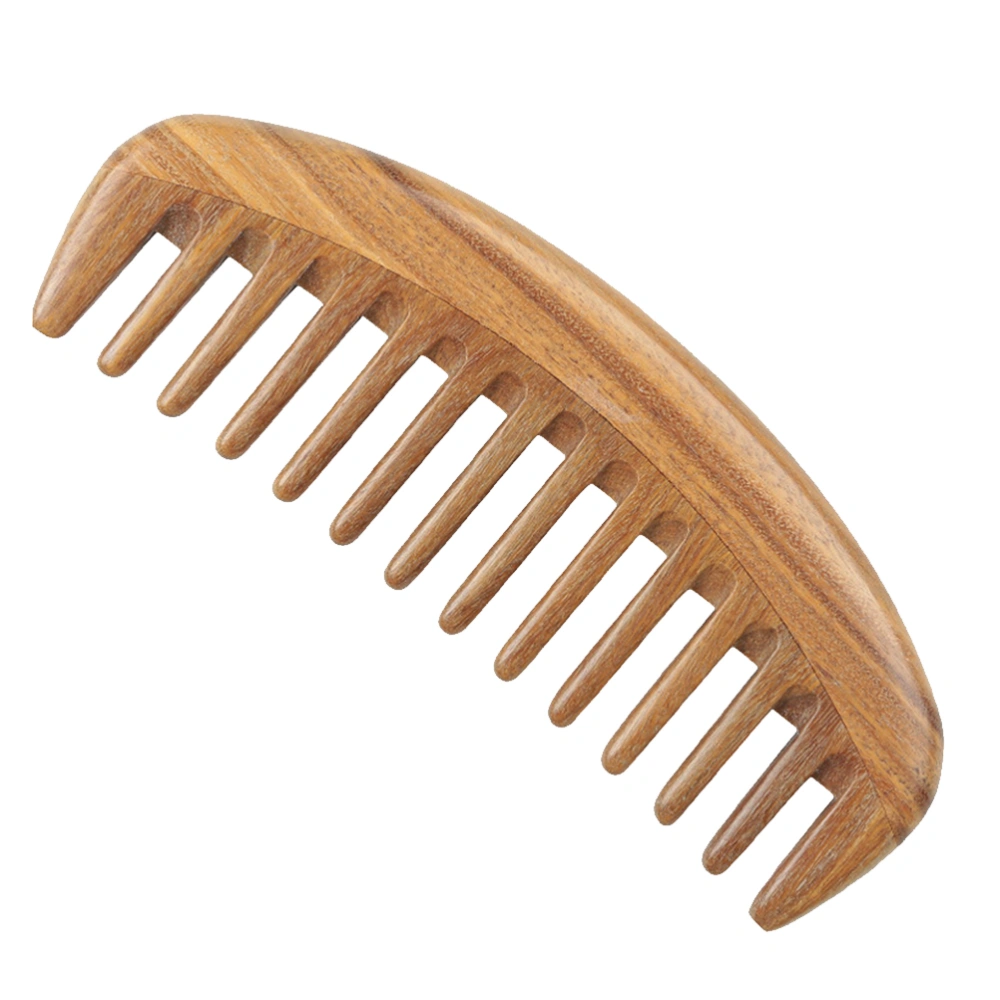 1pc Sandalwood Broad-tooth Curled Hair Wooden Comb Scalp Massage Comb for Women Girls Ladies (Coffee)