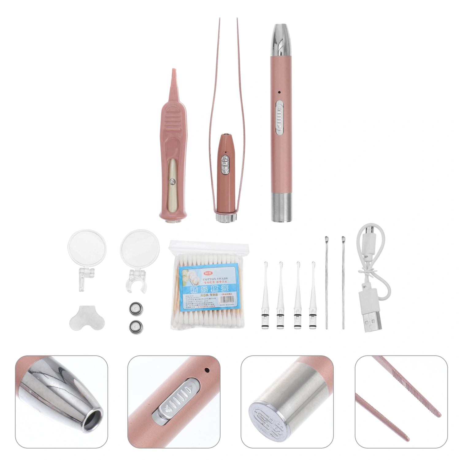 1 Set Ear Wax Removal Tool Rechargeable Ear Cleaning Set Ear Cleaner with Light