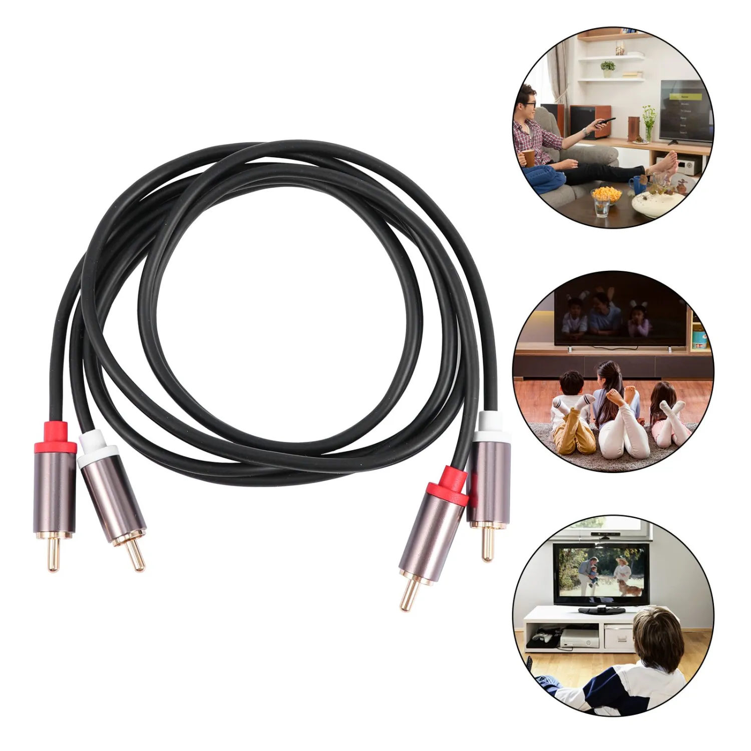 1 Meter 2 RCA to 2 RCA Male Cable for Hi-Fi Systems Gaming Consoles Adapter Cord