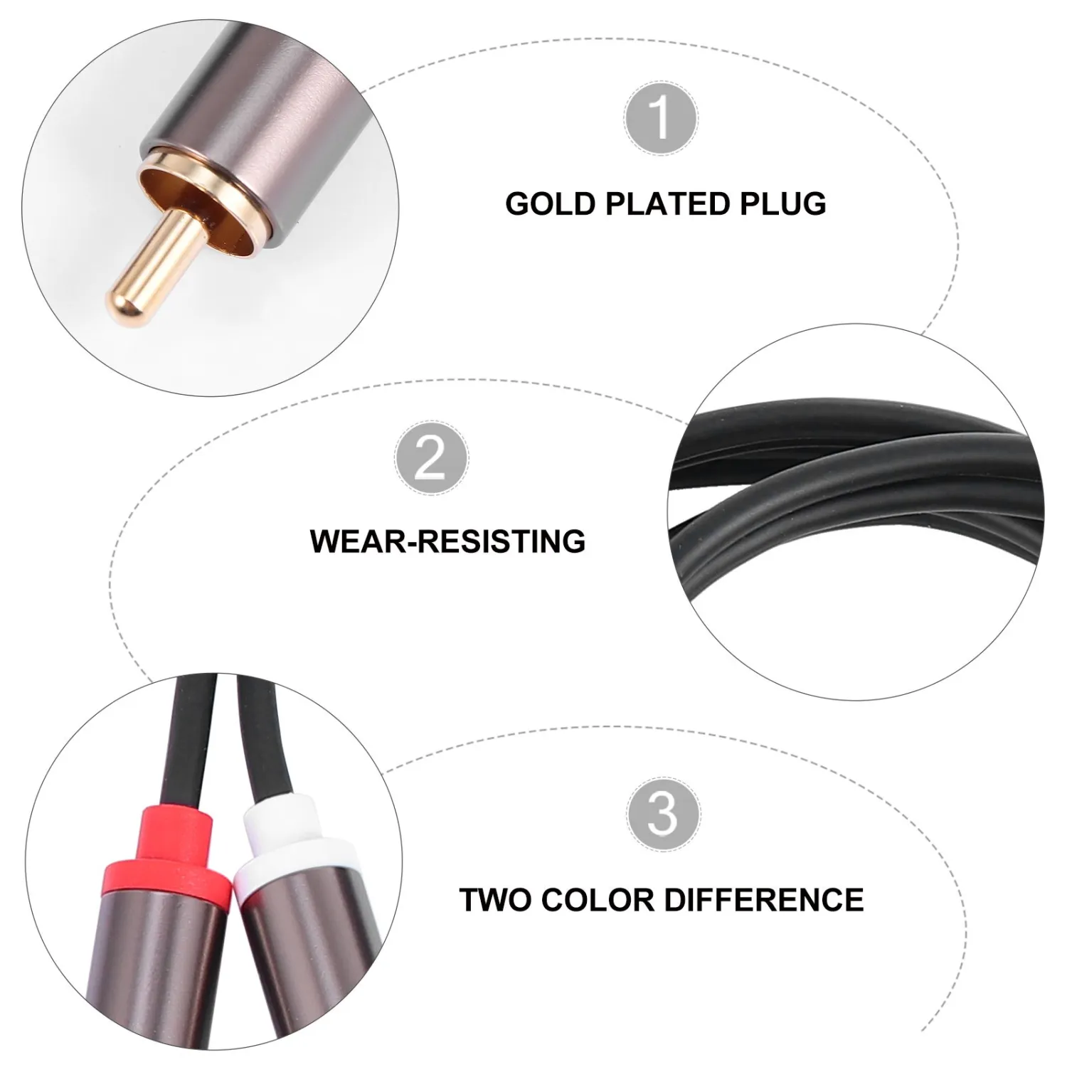 1 Meter 2 RCA to 2 RCA Male Cable for Hi-Fi Systems Gaming Consoles Adapter Cord