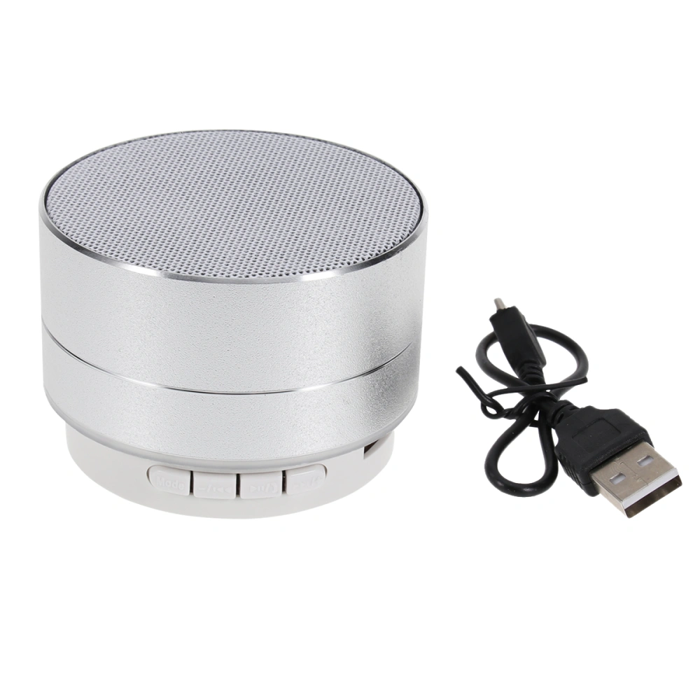 Aluminum Alloy WirelessSpeakers Outdoor portable Mini Metal Speaker with LED Lights Support TF FM Radio (Silver)