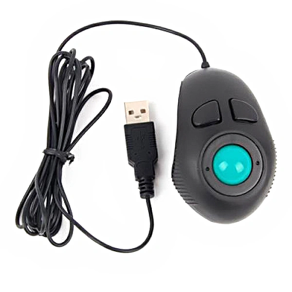 Portable Finger Handheld 4D USB Powered Mini Trackball Mouse (Black)