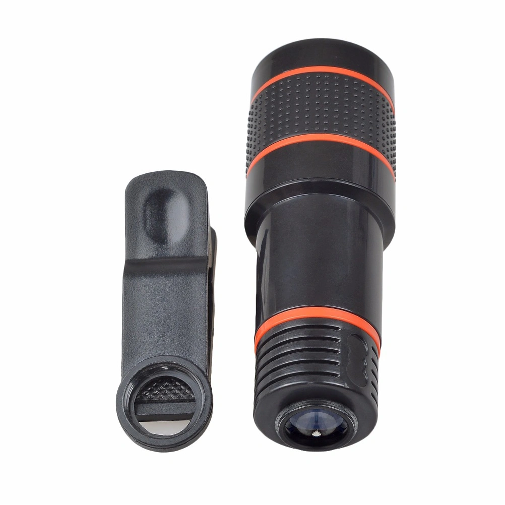 1 Set 12X Universal Monocular Zoom Optical Cell Phone Lens Observing Survey Telephoto Lens with Tripod for Smartphone (Black)