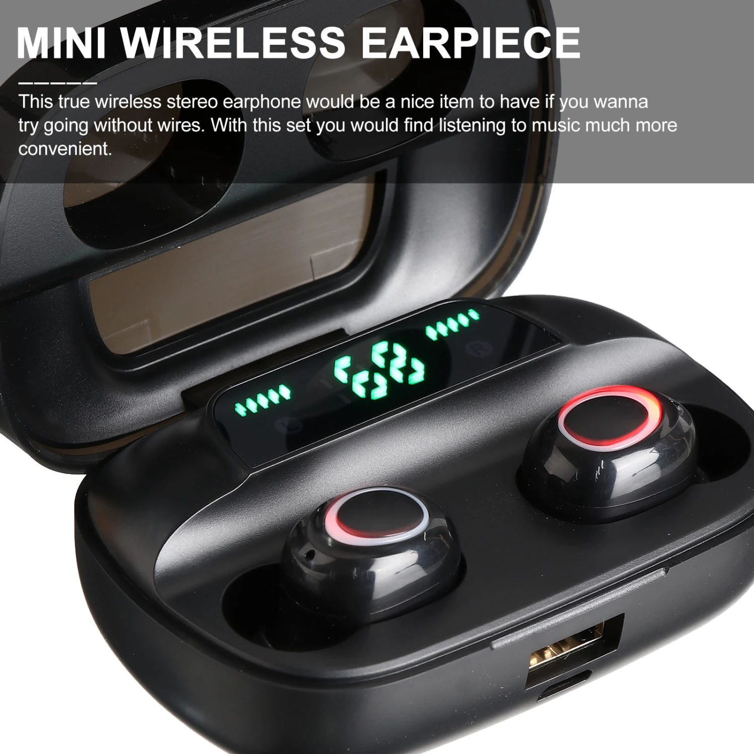 1Pc S11 TWS Wireless Earphones Mini Wireless Earpiece True Wireless Stereo Earphone High Capacity Earphones (Black)