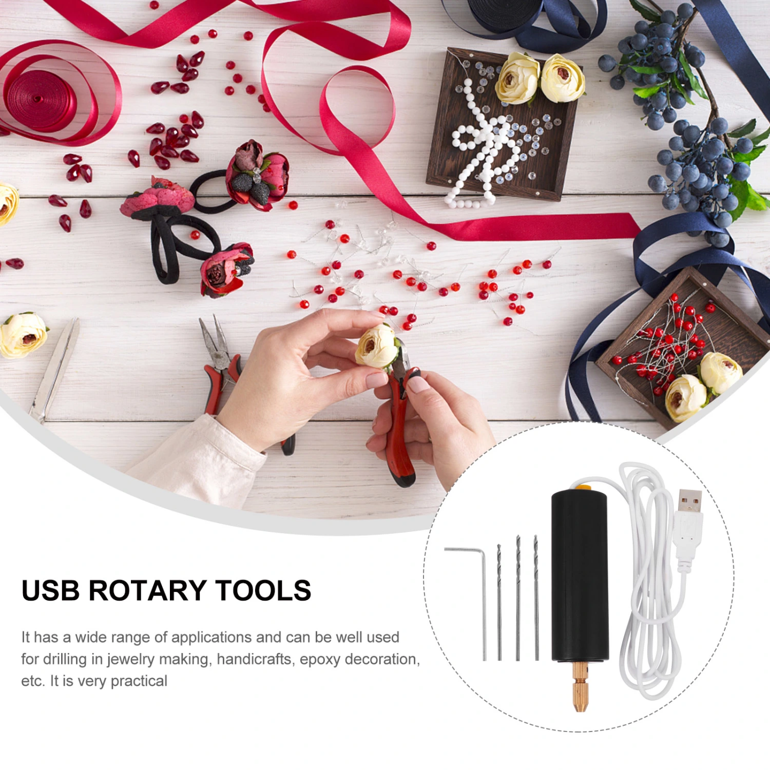 1pc Useful Rotary Tool USB Charging Power Hand Tool DIY Electric Drill