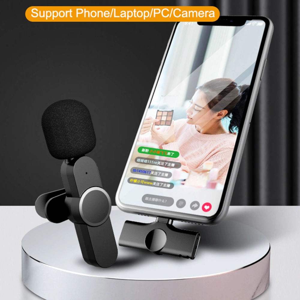 Wireless Plug-Play Microphone Clip-on Phone Mic for Type-C Port (Black)