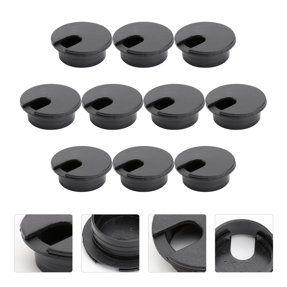 10pcs 35mm Computer Desk Cable Coil Out Hole Cover Desktop threading box Wiring Ducts Cover for Home Office (Black)