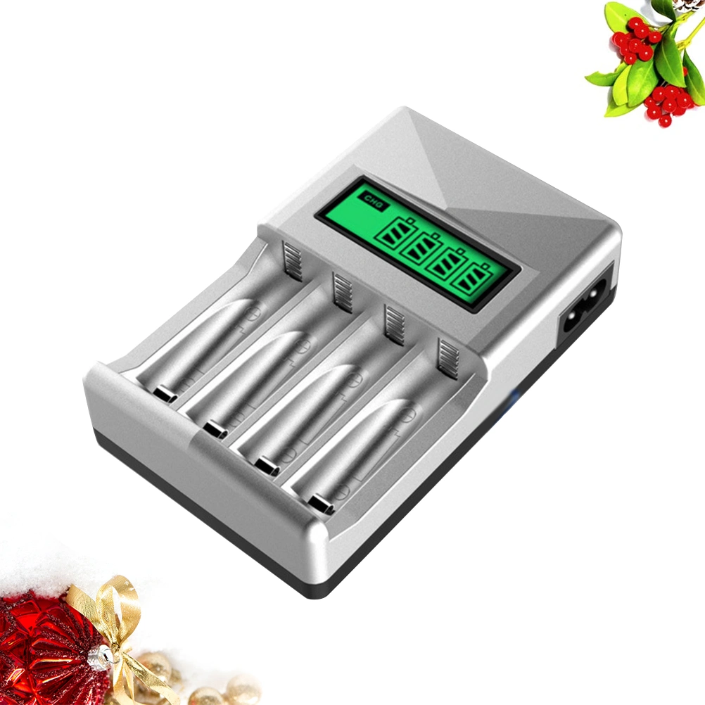 4 Slots AA AAA Battery Charger Smart USB Battery Charger Digital Display with US Plug