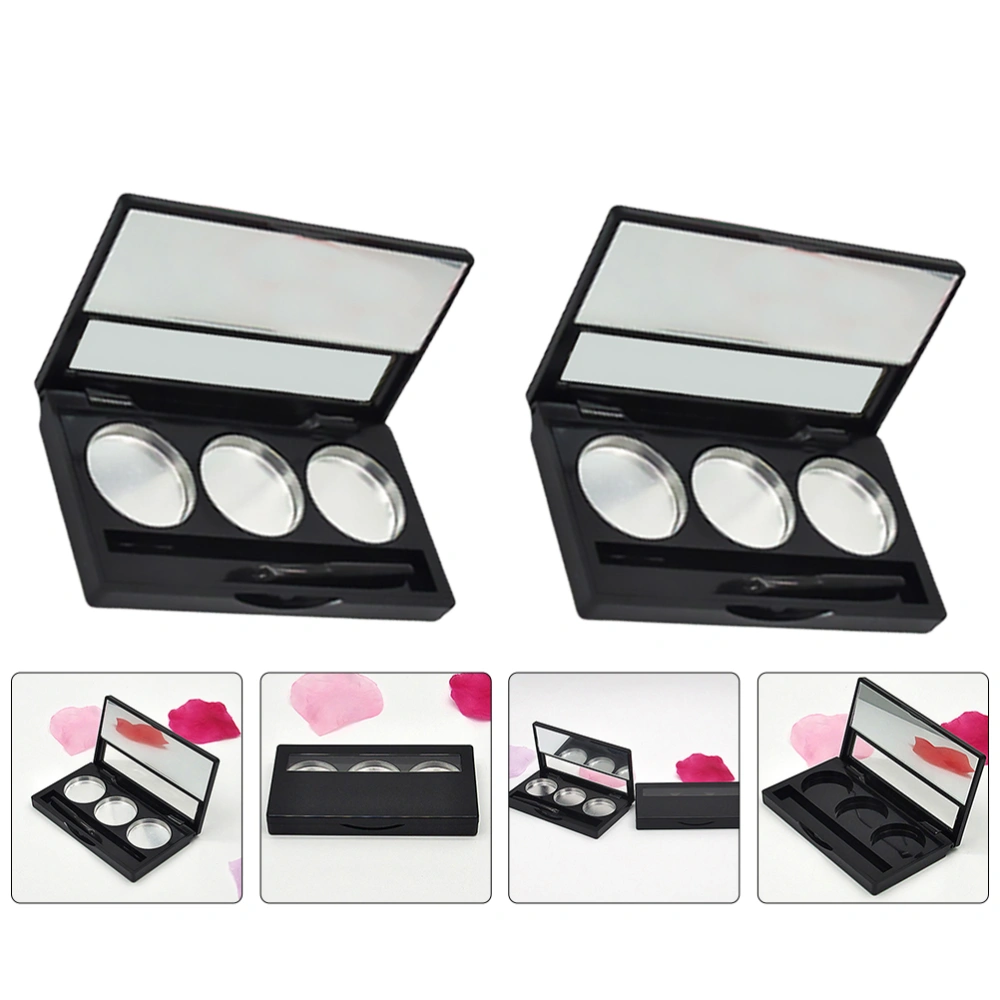 2Pcs 26mm 3 Colors Empty Eyeshadow Box Square Eyeshadow Eyeshadow Subpackaging Case Makeup Tool Black