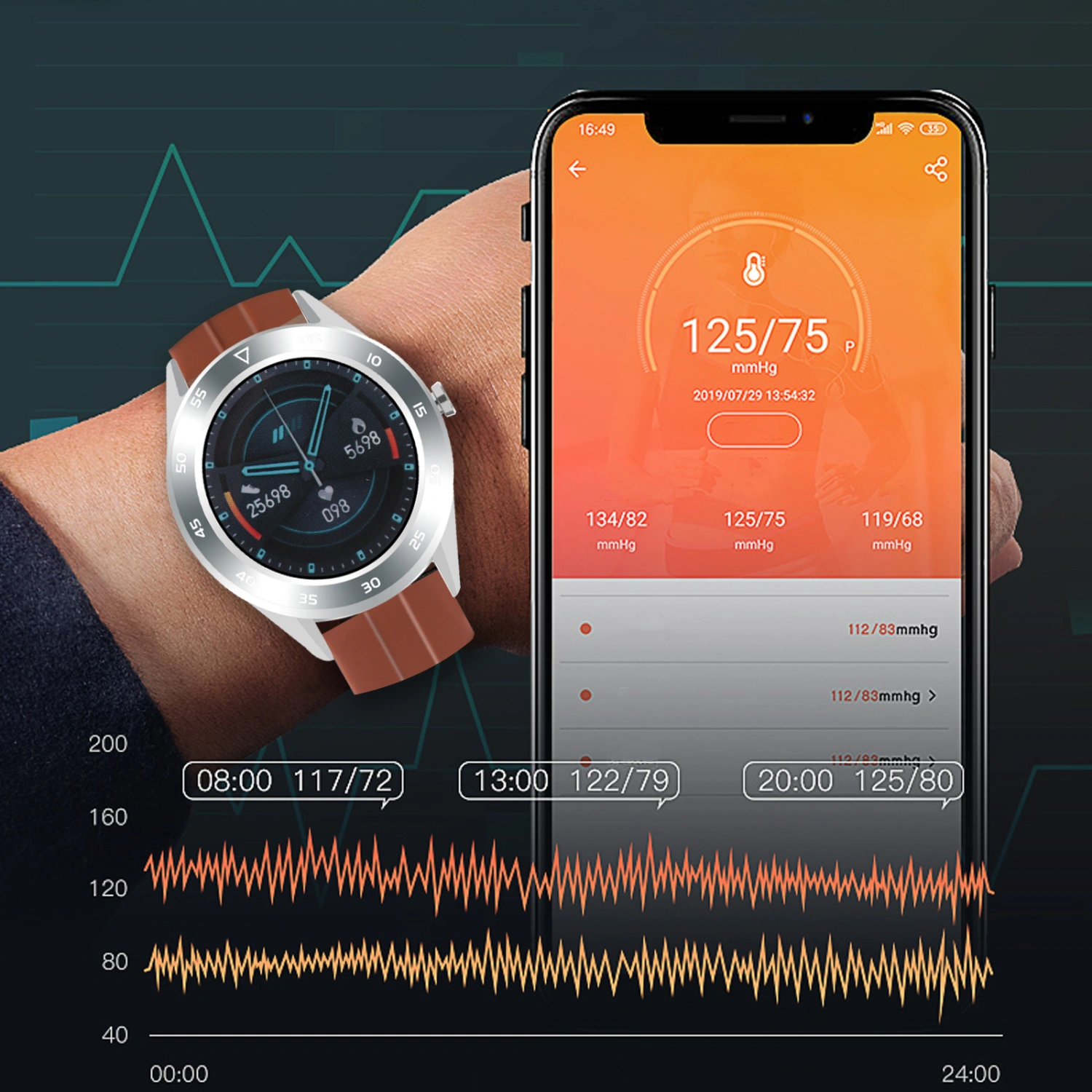 Smart Watch Call Sports Fitness Band Men's Heart Rate Blood Pressure Testing