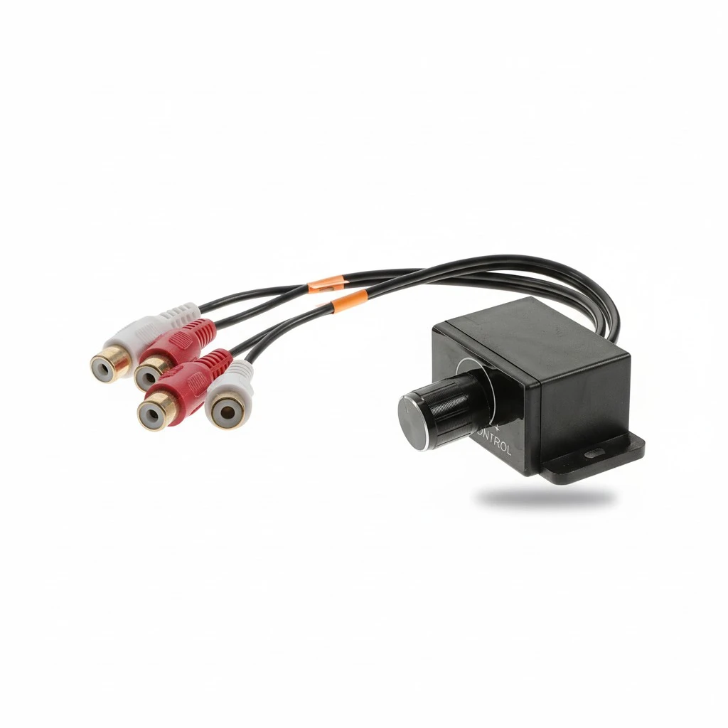 Car Stereo Amplifier Gain Level Bass Audio Volume Control Knob with 2 RCA Connector