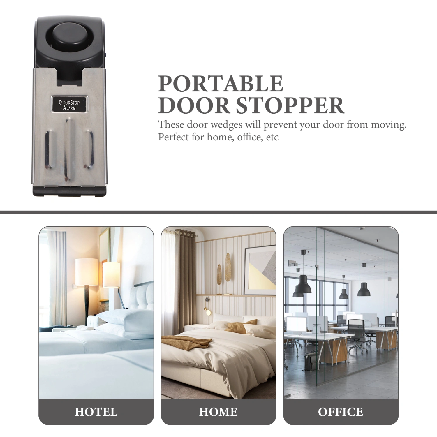 Door Stop Alarm Portable Door Stopper with Security Alarm Anti-theft Door Wedge Stopper