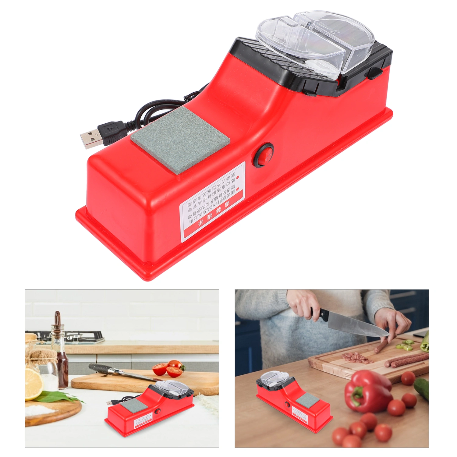 1 Set Electric Cutter Sharpener Kitchen Cutting Tool USB Sharpener Tool