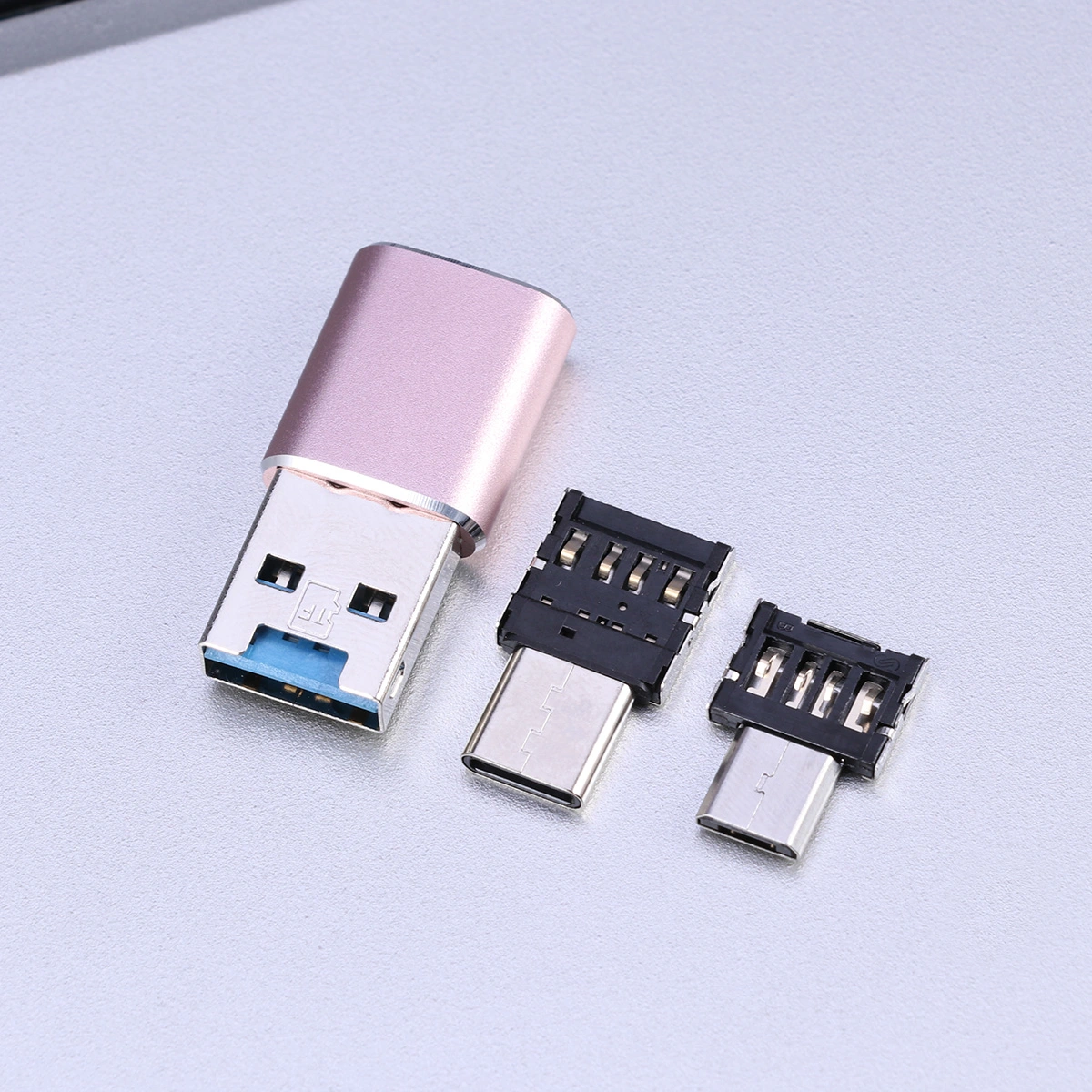 3 In 1 Reader Type-C Micro USB 3.0 Mini OTG for Android Phones Devices (Rose Golden)
