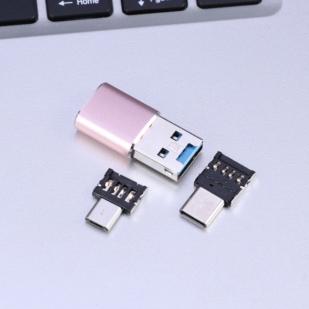 3 In 1 Reader Type-C Micro USB 3.0 Mini OTG for Android Phones Devices (Rose Golden)