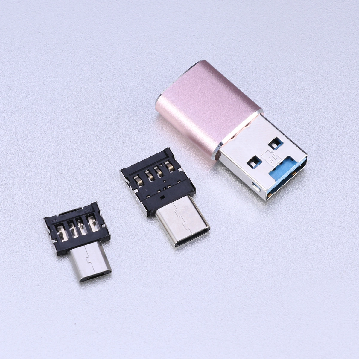 3 In 1 Reader Type-C Micro USB 3.0 Mini OTG for Android Phones Devices (Rose Golden)